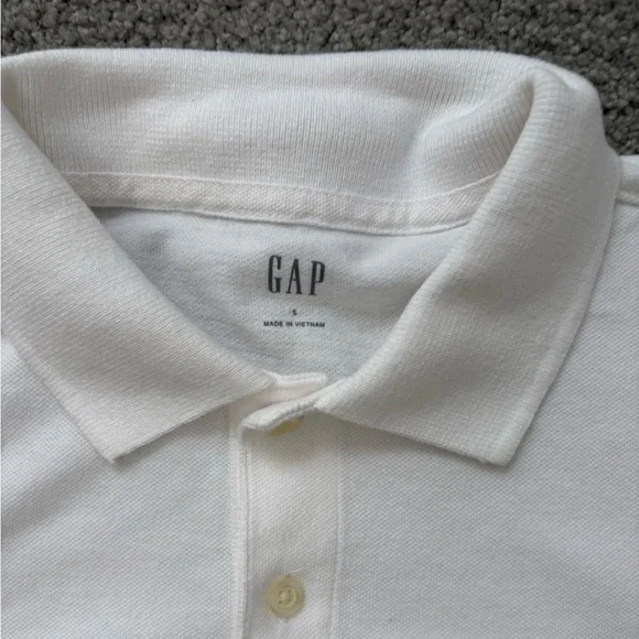 Men’s GAP Polo Shirt Cotton Short sleeves white w blue stripes Size Small - Picture 6 of 7